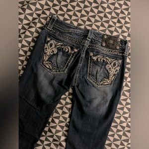 Miss Me Dark Blue Embroidered Jeans
